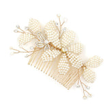 Maxbell 2pieces Handmade Bridal Beaded Pearl Flower Hair Combs Hair Accessory - Aladdin Shoppers