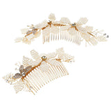Maxbell 2pieces Handmade Bridal Beaded Pearl Flower Hair Combs Hair Accessory - Aladdin Shoppers