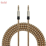 Maxbell 3.5mm Jack Audio Cable Nylon Braided Car Male to Male AUX Cable 1.5m Golden - Aladdin Shoppers