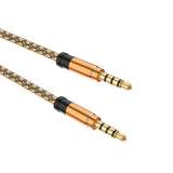 Maxbell 3.5mm Jack Audio Cable Nylon Braided Car Male to Male AUX Cable 1.5m Golden - Aladdin Shoppers