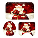 Maxbell 3 Pcs Bathmat Toilet Pedestal Mat & Lid Cover Bathroom Set Christmas Decor D