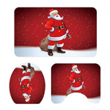 Maxbell 3 Pcs Xmas Bathmat Toilet Set Mat & Lid Cover Bathroom Set Style 1 - Aladdin Shoppers