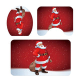 Maxbell 3 Pcs Xmas Bathmat Toilet Set Mat & Lid Cover Bathroom Set Style 1 - Aladdin Shoppers