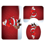 Maxbell 3 Pcs Xmas Bathmat Toilet Set Mat & Lid Cover Bathroom Set Style 1 - Aladdin Shoppers