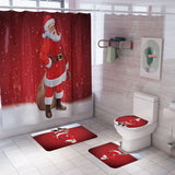 Maxbell 3 Pcs Xmas Bathmat Toilet Set Mat & Lid Cover Bathroom Set Style 1 - Aladdin Shoppers