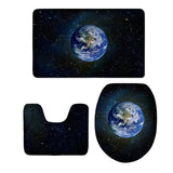 Maxbell 3 Pieces Combo Starry Sky Print Toilet Lid Non Slip Bathmat Bathroom Rug #10