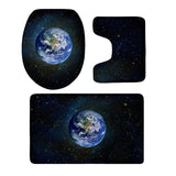 Maxbell 3 Pieces Combo Starry Sky Print Toilet Lid Non Slip Bathmat Bathroom Rug #10 - Aladdin Shoppers