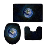 Maxbell 3 Pieces Combo Starry Sky Print Toilet Lid Non Slip Bathmat Bathroom Rug #10 - Aladdin Shoppers