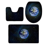 Maxbell 3 Pieces Combo Starry Sky Print Toilet Lid Non Slip Bathmat Bathroom Rug #10 - Aladdin Shoppers