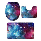 Maxbell 3 Pieces Combo Starry Sky Print Toilet Lid Non Slip Bathmat Bathroom Rug #2 - Aladdin Shoppers