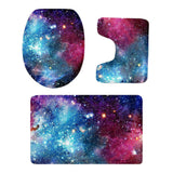 Maxbell 3 Pieces Combo Starry Sky Print Toilet Lid Non Slip Bathmat Bathroom Rug #2 - Aladdin Shoppers