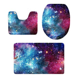 Maxbell 3 Pieces Combo Starry Sky Print Toilet Lid Non Slip Bathmat Bathroom Rug #2 - Aladdin Shoppers