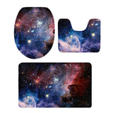 Maxbell 3 Pieces Combo Starry Sky Print Toilet Lid Non Slip Bathmat Bathroom Rug #6 - Aladdin Shoppers