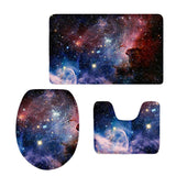 Maxbell 3 Pieces Combo Starry Sky Print Toilet Lid Non Slip Bathmat Bathroom Rug #6 - Aladdin Shoppers