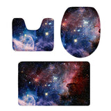 Maxbell 3 Pieces Combo Starry Sky Print Toilet Lid Non Slip Bathmat Bathroom Rug #6 - Aladdin Shoppers