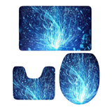 Maxbell 3 Pieces Combo Starry Sky Print Toilet Lid Non Slip Bathmat Bathroom Rug #9