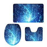 Maxbell 3 Pieces Combo Starry Sky Print Toilet Lid Non Slip Bathmat Bathroom Rug #9 - Aladdin Shoppers