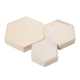 Maxbell 3 Pieces Wooden Hexagon Shape Necklace Jewelry Display Tray Showcase L/M/S Size - Aladdin Shoppers