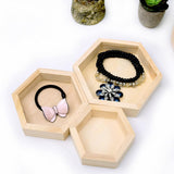 Maxbell 3 Pieces Wooden Hexagon Shape Necklace Jewelry Display Tray Showcase L/M/S Size - Aladdin Shoppers