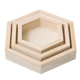 Maxbell 3 Pieces Wooden Hexagon Shape Necklace Jewelry Display Tray Showcase L/M/S Size - Aladdin Shoppers