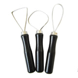 Maxbell 3 Pieces/Set Stainless Steel Wire Loop Wooden Thick Handle Flat Wire Cutter Clay Pottery Sculpting Tool Set - Aladdin Shoppers