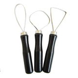 Maxbell 3 Pieces/Set Stainless Steel Wire Loop Wooden Thick Handle Flat Wire Cutter Clay Pottery Sculpting Tool Set - Aladdin Shoppers