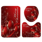 Maxbell 3 x Christmas Bathroom Rug Set Non Slip Bathmat Toilet Lid Cover Ball - Aladdin Shoppers