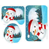 Maxbell 3 x Christmas Bathroom Rug Set Non Slip Bathmat Toilet Lid Cover Snowman - Aladdin Shoppers