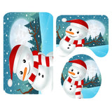 Maxbell 3 x Christmas Bathroom Rug Set Non Slip Bathmat Toilet Lid Cover Snowman - Aladdin Shoppers