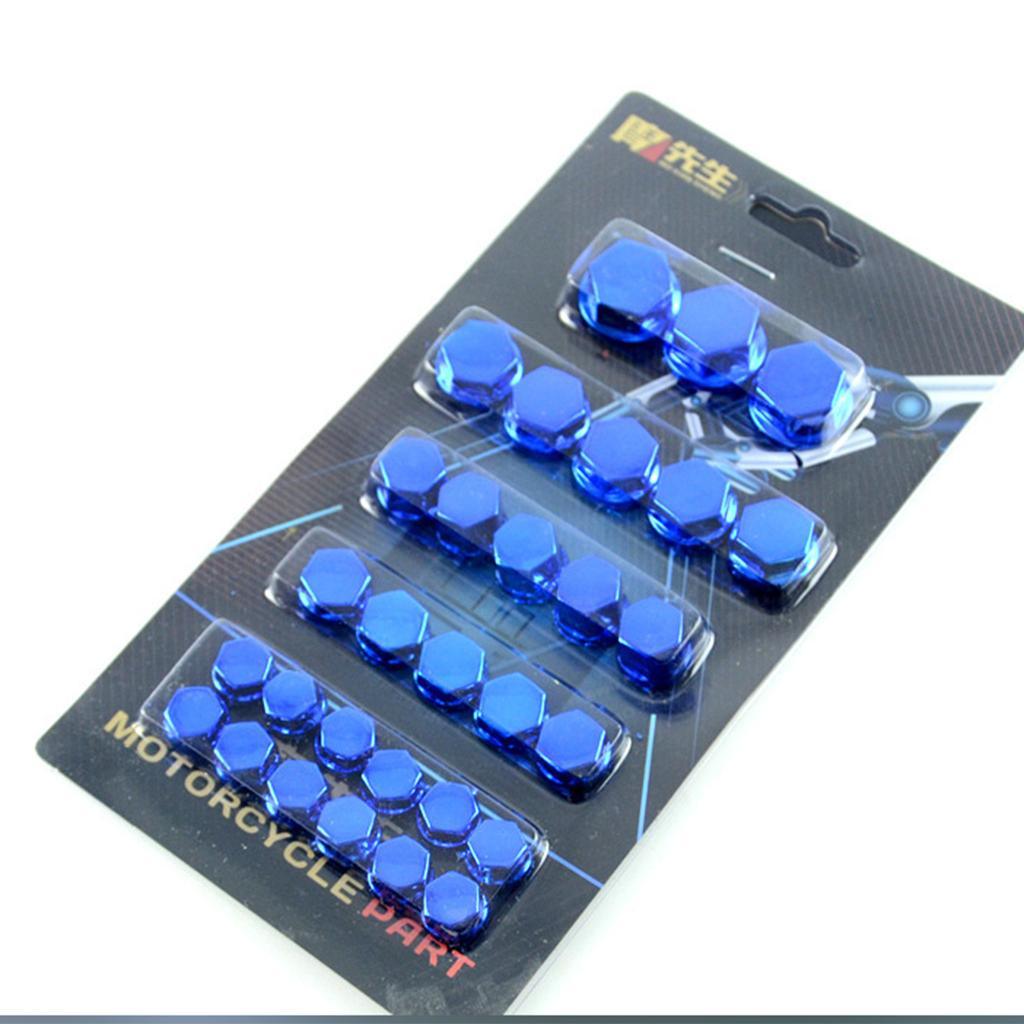 Maxbell 30 Pieces Motorcycle Screw Nut Bolt Cap Cover Decoration for Yamaha Blue - Aladdin Shoppers