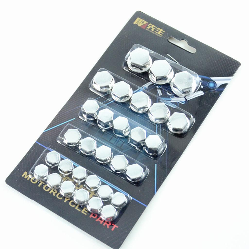 Maxbell 30 Pieces Motorcycle Screw Nut Bolt Cap Cover Decoration for Yamaha Silver - Aladdin Shoppers