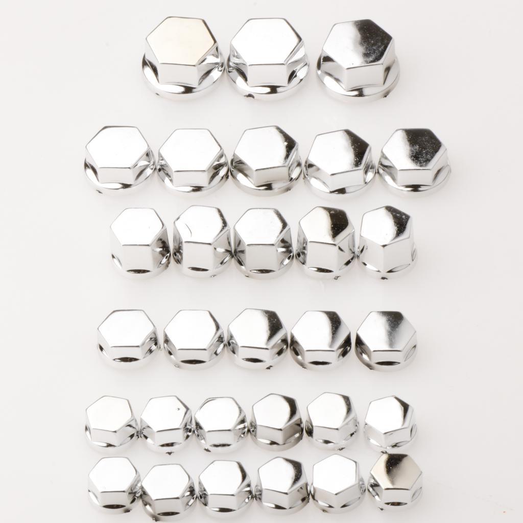 Maxbell 30 Pieces Motorcycle Screw Nut Bolt Cap Cover Decoration for Yamaha Silver - Aladdin Shoppers