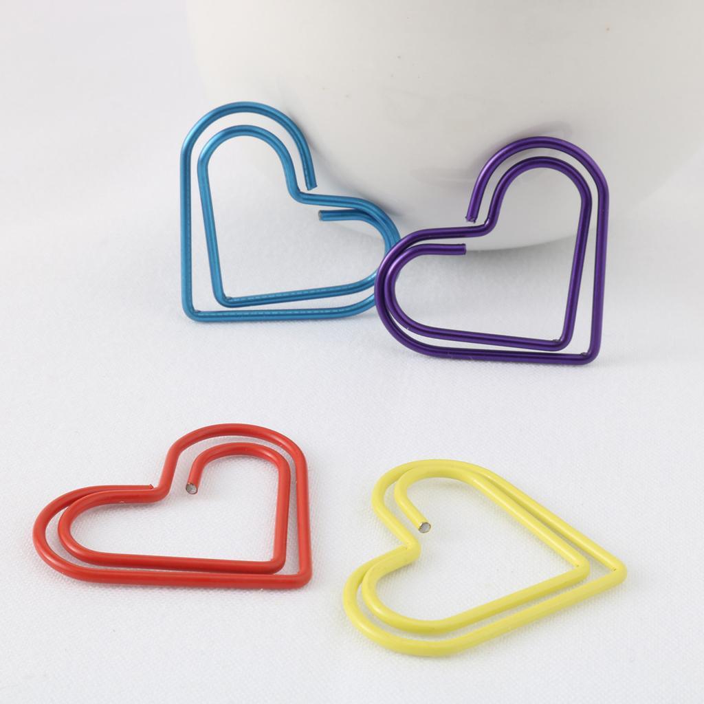 Maxbell 30 Pieces Multicolored Paper Clips Heart Shaped Non-skid Smooth Finish Paperclip - Aladdin Shoppers