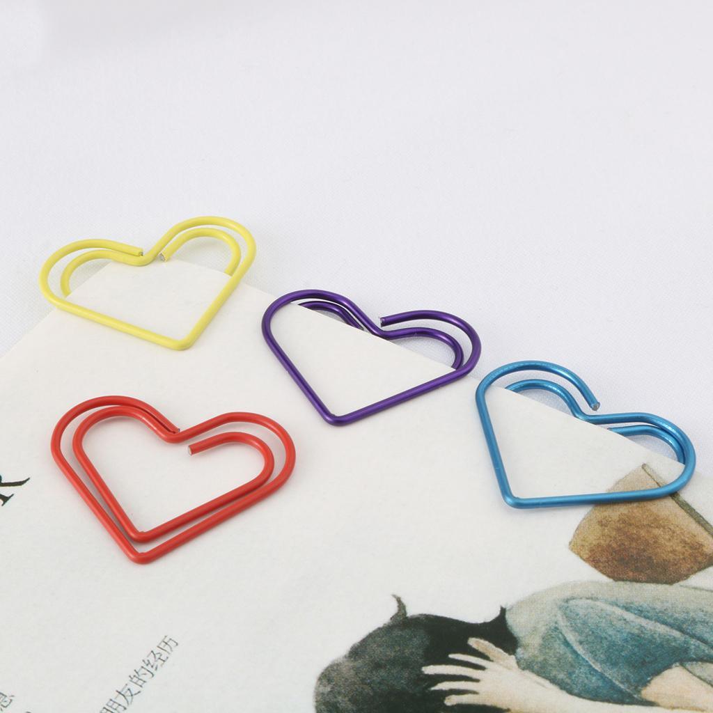Maxbell 30 Pieces Multicolored Paper Clips Heart Shaped Non-skid Smooth Finish Paperclip - Aladdin Shoppers