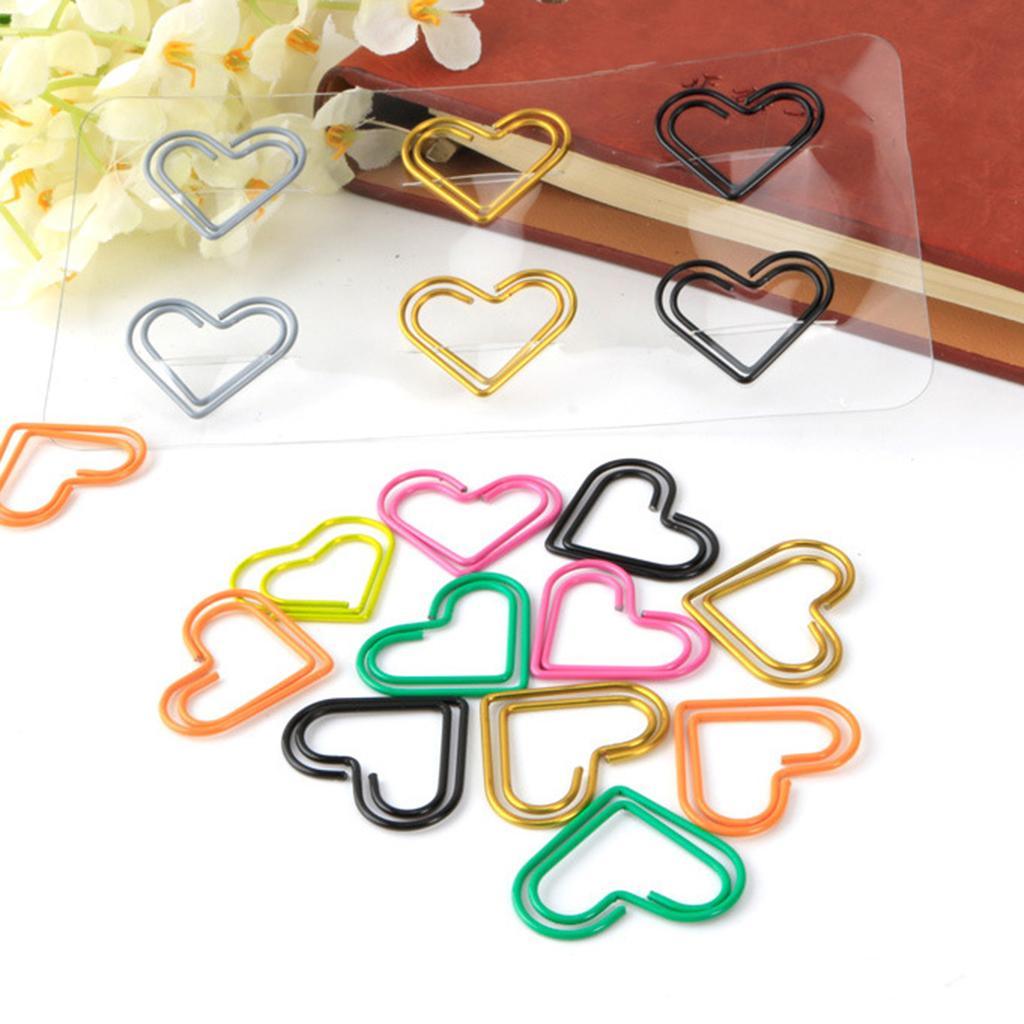 Maxbell 30 Pieces Multicolored Paper Clips Heart Shaped Non-skid Smooth Finish Paperclip - Aladdin Shoppers