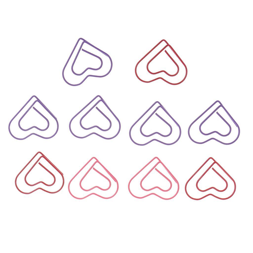 Maxbell 30 Pieces Multicolored Paper Clips Heart Shaped Non-skid Smooth Finish Paperclip - Aladdin Shoppers