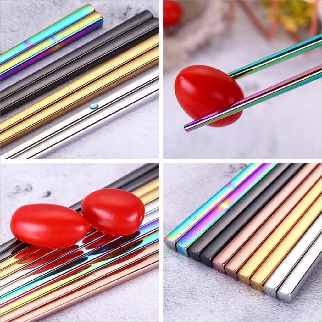 Maxbell 304 Stainless Steel Square Chopsticks Polished for Kitchen Hotel Multicolor - Aladdin Shoppers