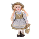 Maxbell 30cm Cute Porcelain Girl Doll People Figure with Green Clothes Set Gift - Aladdin Shoppers