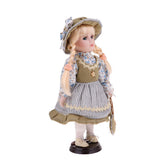 Maxbell 30cm Cute Porcelain Girl Doll People Figure with Green Clothes Set Gift - Aladdin Shoppers