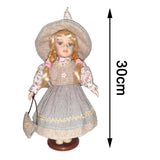 Maxbell 30cm Cute Porcelain Girl Doll People Figure with Green Clothes Set Gift - Aladdin Shoppers