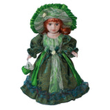 Maxbell 30cm Elegant Porcelain Female Dolls People Figures in Princess Dress Green - Aladdin Shoppers