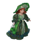 Maxbell 30cm Elegant Porcelain Female Dolls People Figures in Princess Dress Green - Aladdin Shoppers