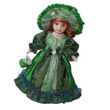 Maxbell 30cm Elegant Porcelain Female Dolls People Figures in Princess Dress Green - Aladdin Shoppers