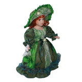 Maxbell 30cm Elegant Porcelain Female Dolls People Figures in Princess Dress Green - Aladdin Shoppers