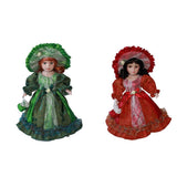 Maxbell 30cm Elegant Porcelain Female Dolls People Figures in Princess Dress Red - Aladdin Shoppers