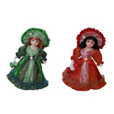 Maxbell 30cm Elegant Porcelain Female Dolls People Figures in Princess Dress Red - Aladdin Shoppers