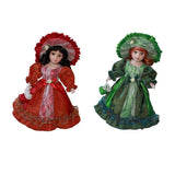 Maxbell 30cm Elegant Porcelain Female Dolls People Figures in Princess Dress Red - Aladdin Shoppers