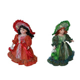 Maxbell 30cm Elegant Porcelain Female Dolls People Figures in Princess Dress Red - Aladdin Shoppers