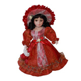 Maxbell 30cm Elegant Porcelain Female Dolls People Figures in Princess Dress Red - Aladdin Shoppers