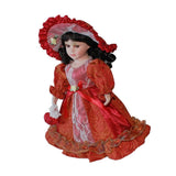 Maxbell 30cm Elegant Porcelain Female Dolls People Figures in Princess Dress Red - Aladdin Shoppers